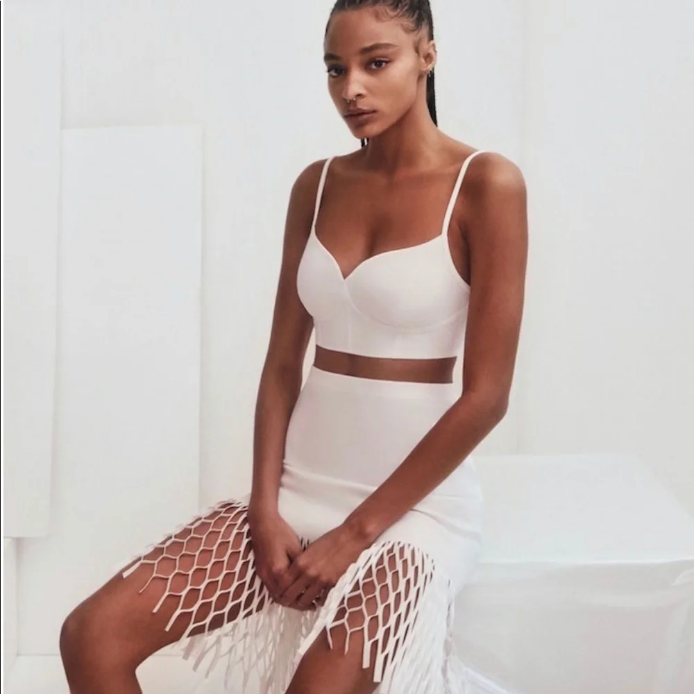 Dion Lee White Midi Fringe Hem Skirt - Picture 4 of 10